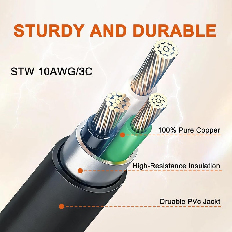 Suplevel 10ft NEMA 6-50P Male to TT-30R AC Power Adapter Cord, STW 10AWG/3C, 3 Prong 50 Amp Welder Male Plug to 30 Amp RV Generator Female Connector Adapter, 125 Volt, ETL Listed - Image 5